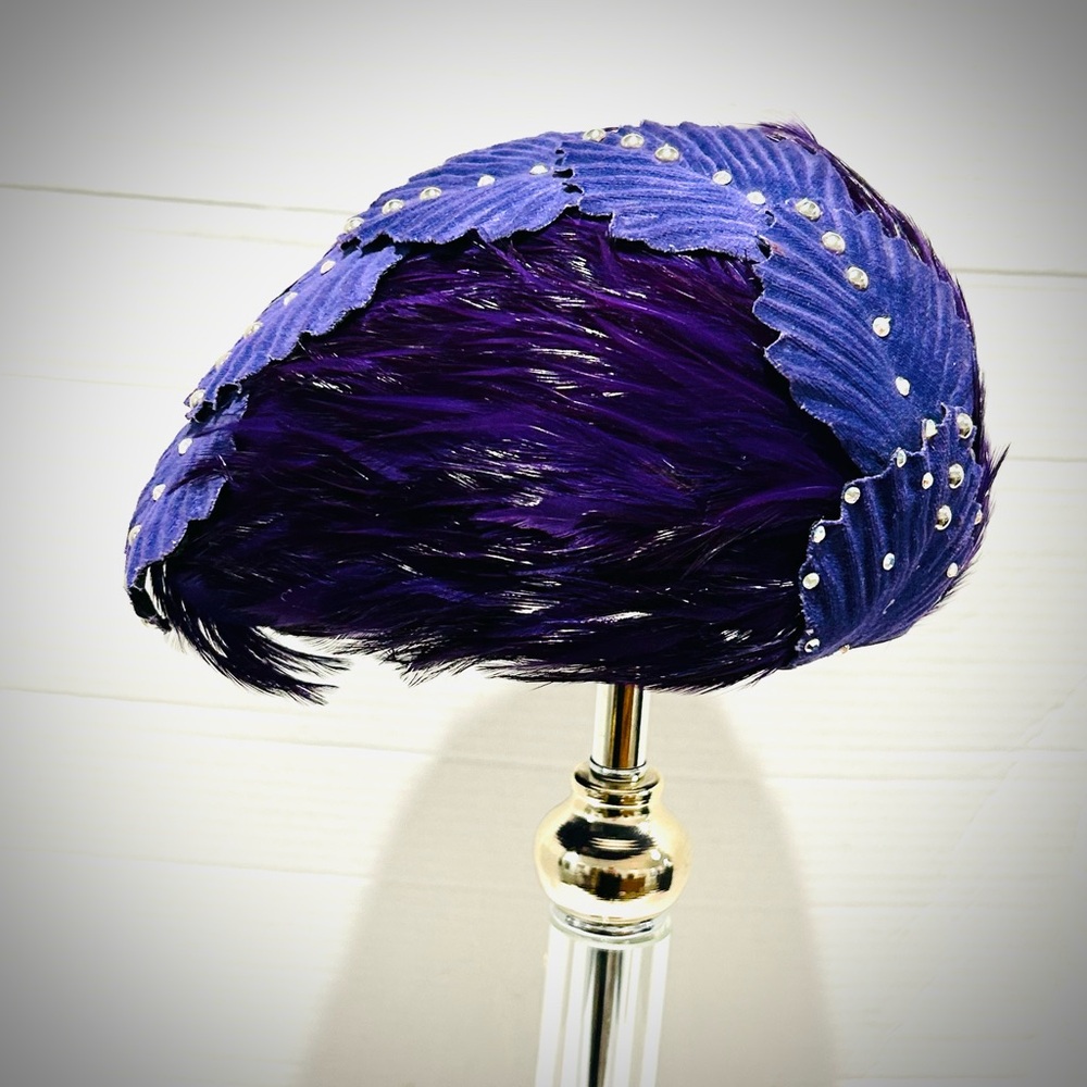 Vintage Designer Purple Feathered Church Hat